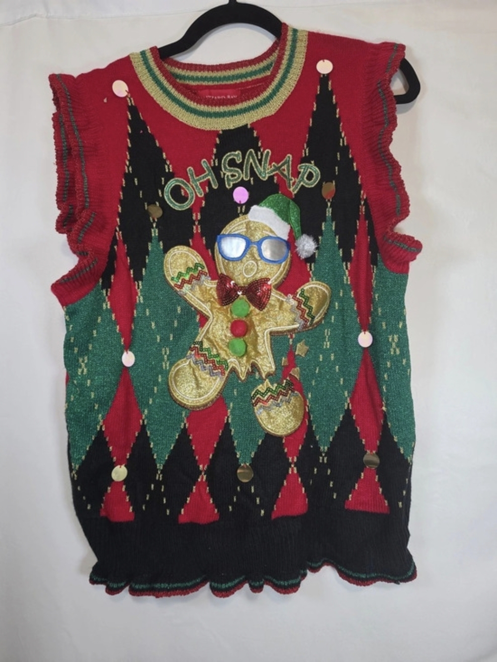 Blizzard Bay Holiday Sweater Vest in Red & Green Large Christmas
